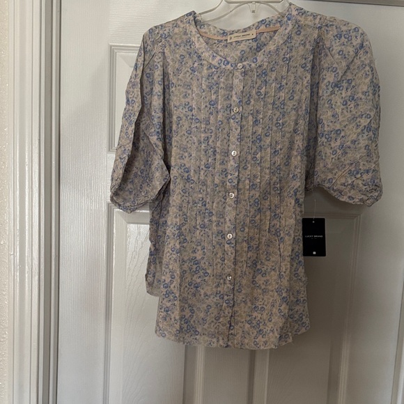 Lucky Brand Blue Floral Blouse - Picture 1 of 8